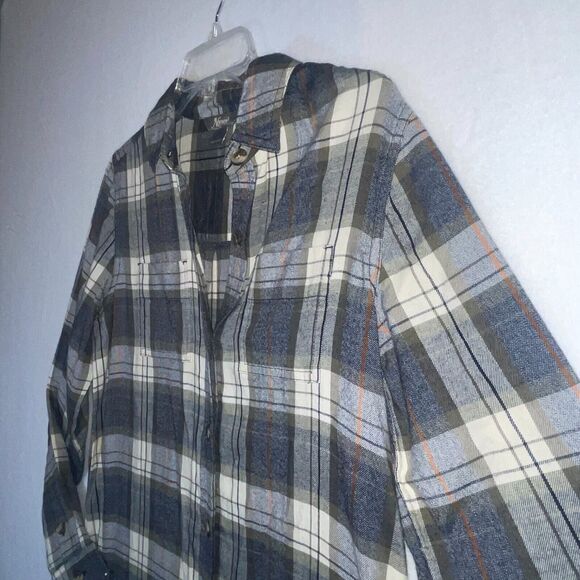 Natural Reflections Flannel Shirt Dress Navy Green size 2 - Picture 3 of 5